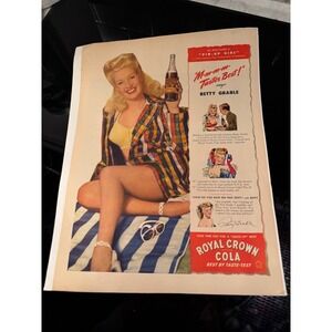 RC Cola Royal Crown Vintage Print Ad Soda 1940s Pop Sexy Pin-up Swimsuit Girl